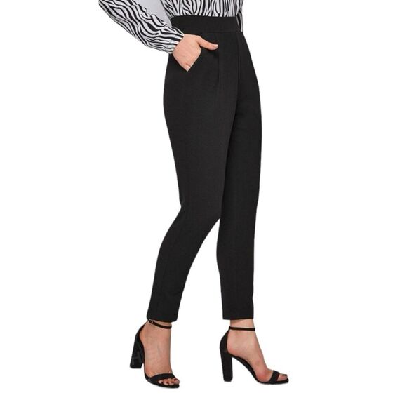 Amazon Pants - Women’s Black Tailored Ankle-Crop Dress Pants Slant Pockets Size M Work Office